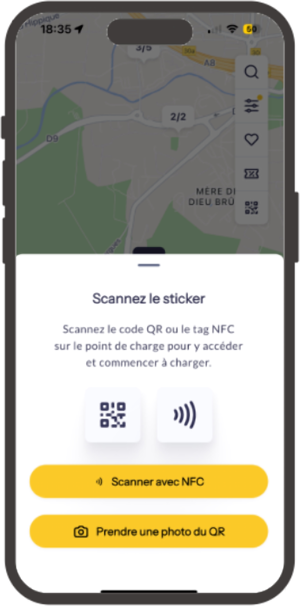 App OZECAR One : scannez le sticker de la borne